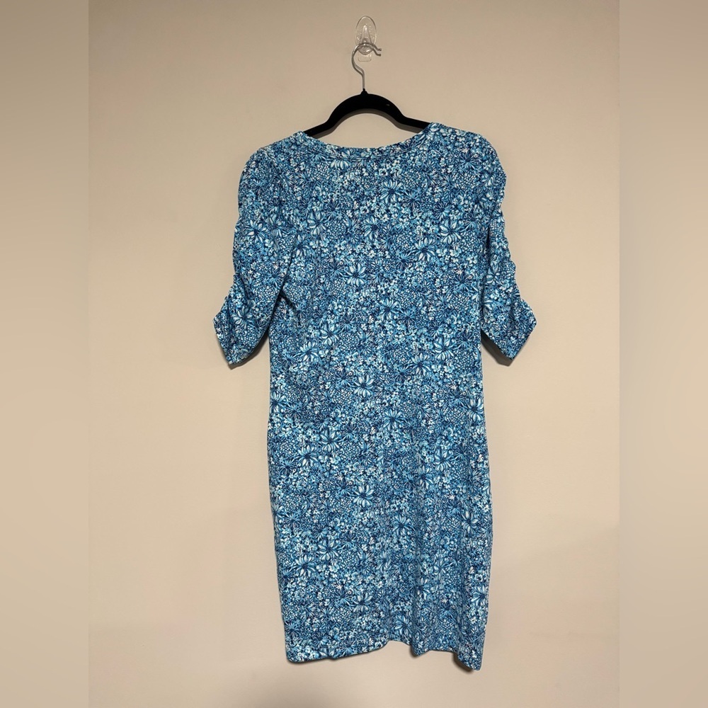 Lilly Pulitzer Belden Blue Floral Elbow Sleeve Shirt Dress Medium Resort Preppy - Picture 2 of 10